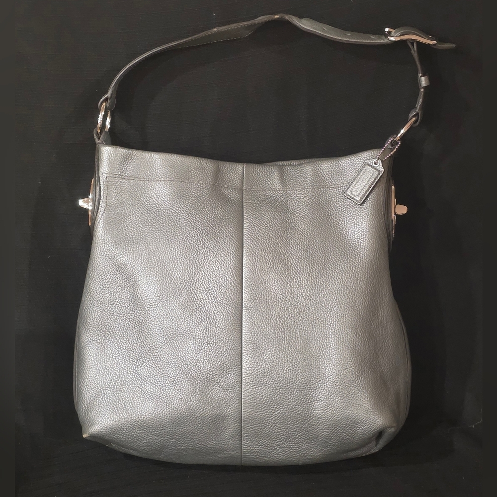 Metallic Coach Penelope Hobo Pebbled Leather Adjustable Shoulder Bag F16535